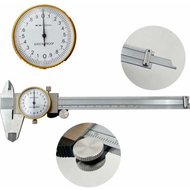 Cadran Étriers 0-150mm 0,02mm Haute Précision Industrie Acier Inoxydable Nonius Caliper Pid À Coulisse À Cadran Outil De Mesure Métrique Antichoc