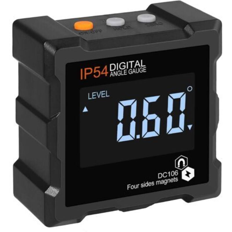 Pr Inclinometer Numérique Lcd 360° Inclinometer Digital Magnétique Inclinometer Electronique, Arrêt Automatique, With Retro-eclairage Magnétique, 4 Côtés Magnétiques, Étanche Ip54 (avec Piles)