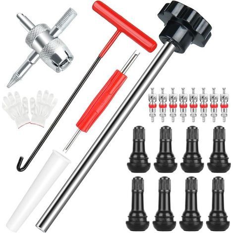 Dieses 22-teilige Kit Zum Schnellen Wechseln Von Druckluftventilen Ist Das Ideale Werkzeug Zum Wechseln Von Druckluftventilen, Die In Fahrzeugen, Vtts, Lkws Usw. Betrieben Werden. Es Enthält 4 Wechsel