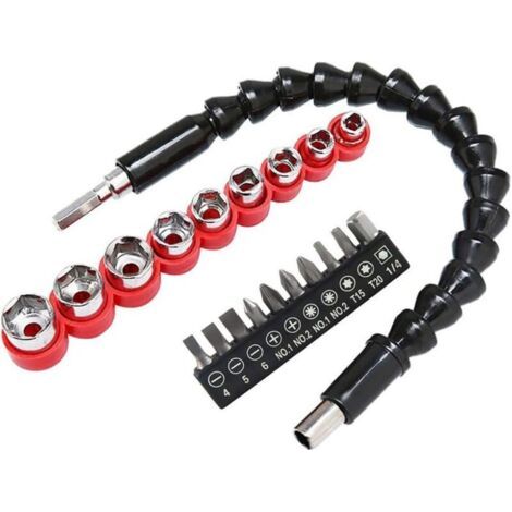 295-mm-elektroschraubendreher-set Mit Flexibler Verlängerung Und Verbessertem Soft-bit-bohrer, Einschließlich 10 Bits Und Sechskant-bits (5 Mm Bis 13 Mm), Ein Ideales Werkzeug Für Wartung Und Reparatu