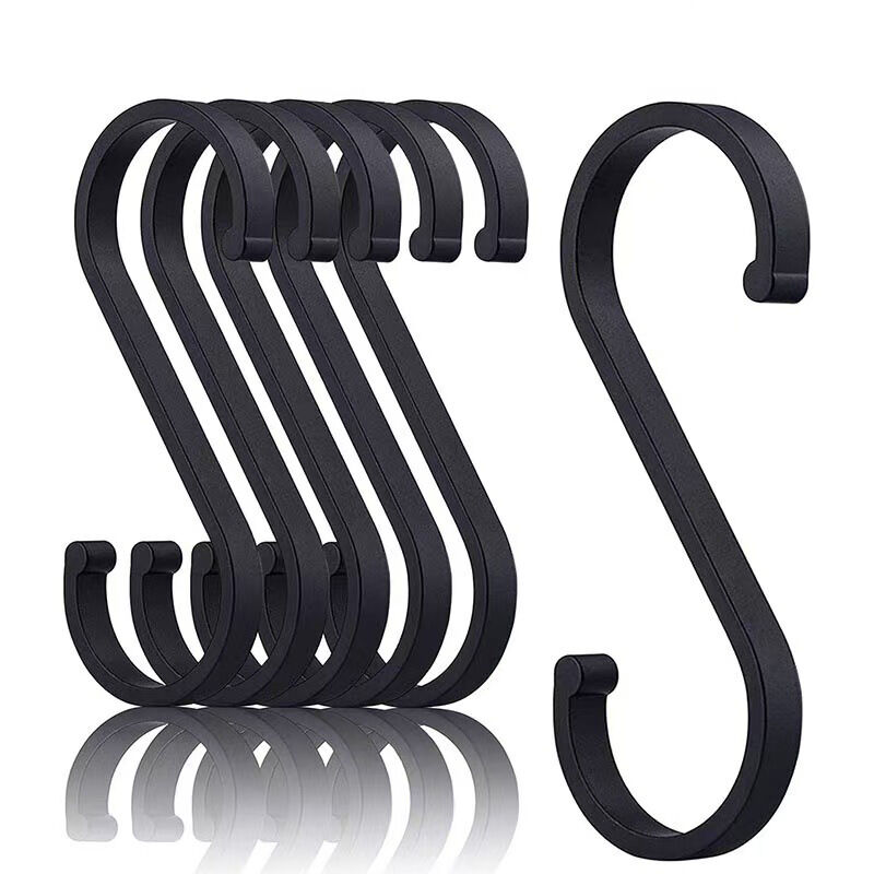 Set Mit 6 S-haken Aus Schwarzem Metall Für Küche Und Bad.