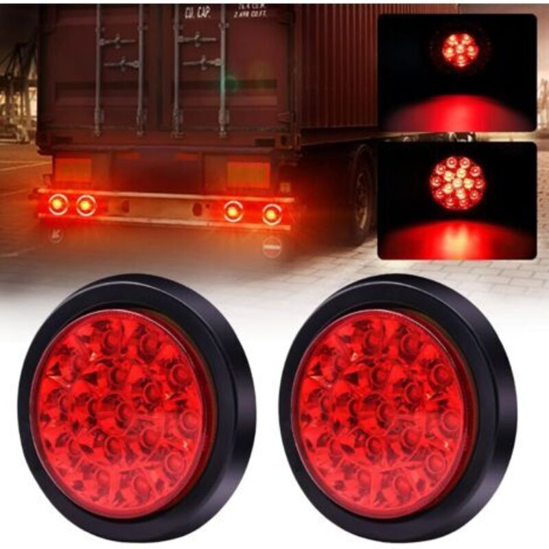 Pr 2 Stück Lkw-rücklichter, 24 V, Rund, Integrierte Led-rücklichter Mit Hoher Helligkeit, Anhänger-bremslichter, Lkw, Transporter, Nachlauf, Rot