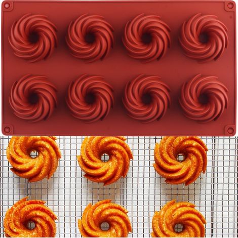 Silikon-schokoladenform Mit 8 Mulden Für Donuts, Muffins Und Cupcakes, Silikon-wirbelform Für Die Schokoladenherstellung
