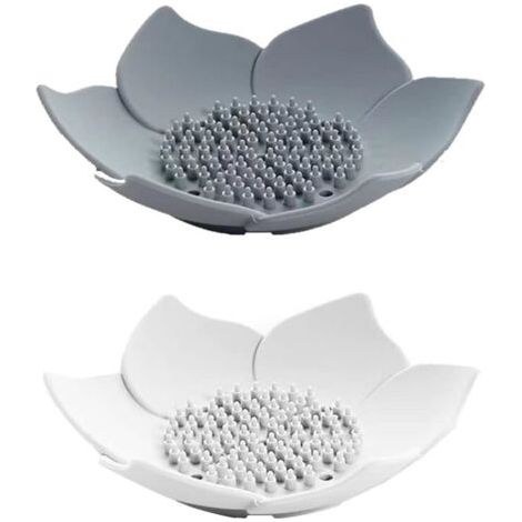 Zwei Floral Gemusterte Seifenschalen Und Seifenhalter Mit Abtropffläche Aus Silikon.