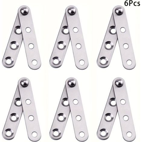 Set Mit 6 360°-drehscharnieren Aus Edelstahl – Für Schranktüren, Schubladen Und Fenster, Modernes Design Und Glatte Metalloberfläche