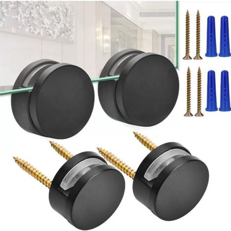Verbessertes 3–5 Mm Schwarzes Rahmenloses Rückspiegel-montageset, 4er-pack, Doppelschraubenbefestigung Mit Langen Schrauben Und Robusten Dübeln (4er-pack)