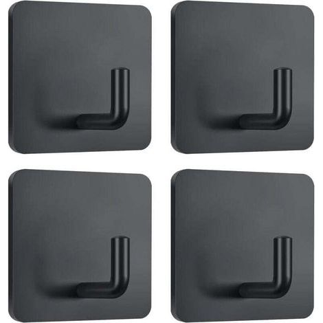 Klebehaken Für Handtücher, Bademäntel, Mäntel, Edelstahl, 4er-set, Schwarz