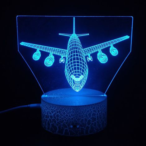 3d Flugzeug Led Lampe, Art Deco Stil, Mit Fernbedienung, 7 Oder 16 Wechselnde Farben, Usb-stromversorgung, Ideales Kindergeschenk Zum Geburtstag Oder Weihnachten -