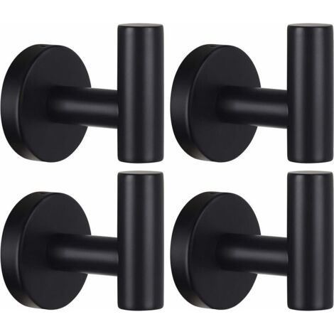 Wandmontierter Handtuchhalter, Punch-garderobe, Badezimmer-garderobenhaken, Mattschwarzer Edelstahl Sus 304