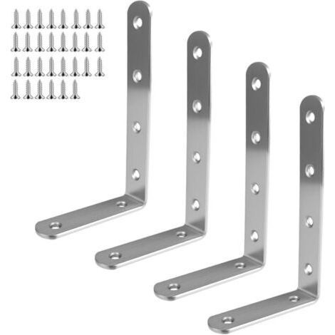 4 Stück Befestigungsklammern 125 Mm X 75 Mm, L-förmige Befestigungsklammer, Mit 30 Schrauben, Regalhalterung, 90-grad-winkelhalterung Aus Stahl Zum Befestigen Und Reparieren Von Möbeln (silber)