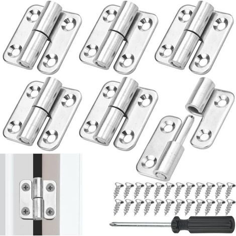 6 Stück Abnehmbare Linke Türscharniere, Edelstahl, Abnehmbare Scharniere, Schrankmöbel-türscharniere Mit 24 Schrauben Und Schraubendreher Für Schmuckschatulle, Diy-garderobenbox