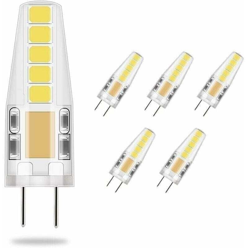 5x G4 Led-ampulle 3w Weiß, 3w-led-äquivalent Zu 23w-halogen-ampulle, 36mm X 9mm Plus Proche De La Tall Traditionnelle, 6.000k, Ac/dc 12v