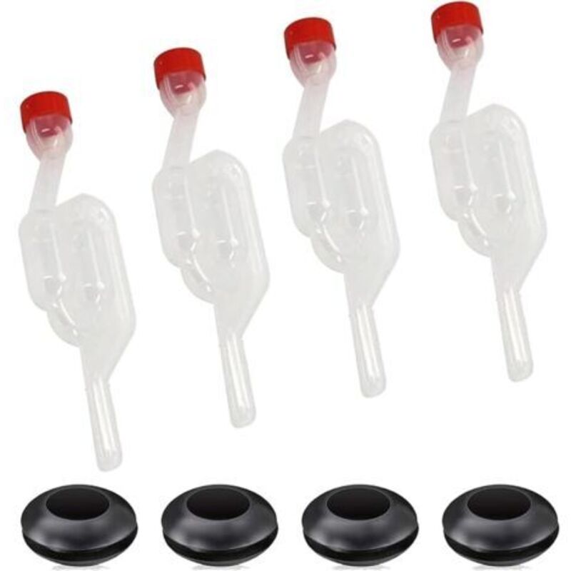 Gärrohr 4er-set, Gärrohr Mit Deckel, Airlock Bubbler Gärschlauch, 4 Schwarze Düsen, Für Weinflasche, Reine Saftgärung, Bierweinbrauen