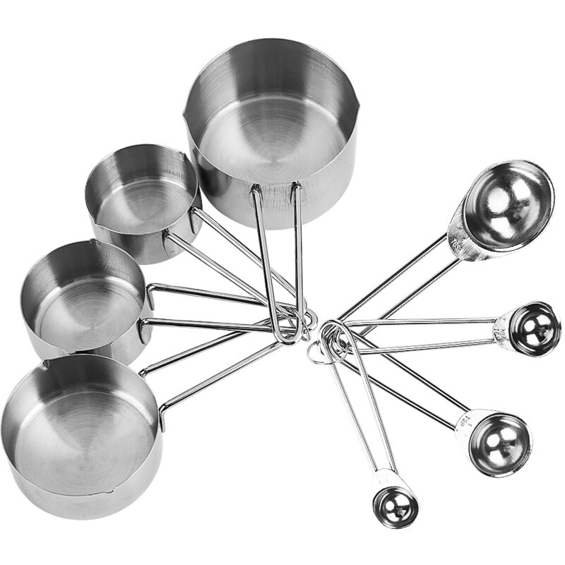 Set Aus Messbechern Und Löffeln Aus Edelstahl, Backwerkzeug Für Zucker, Kaffee, Milch, Küchenhelfer, 8-teilig