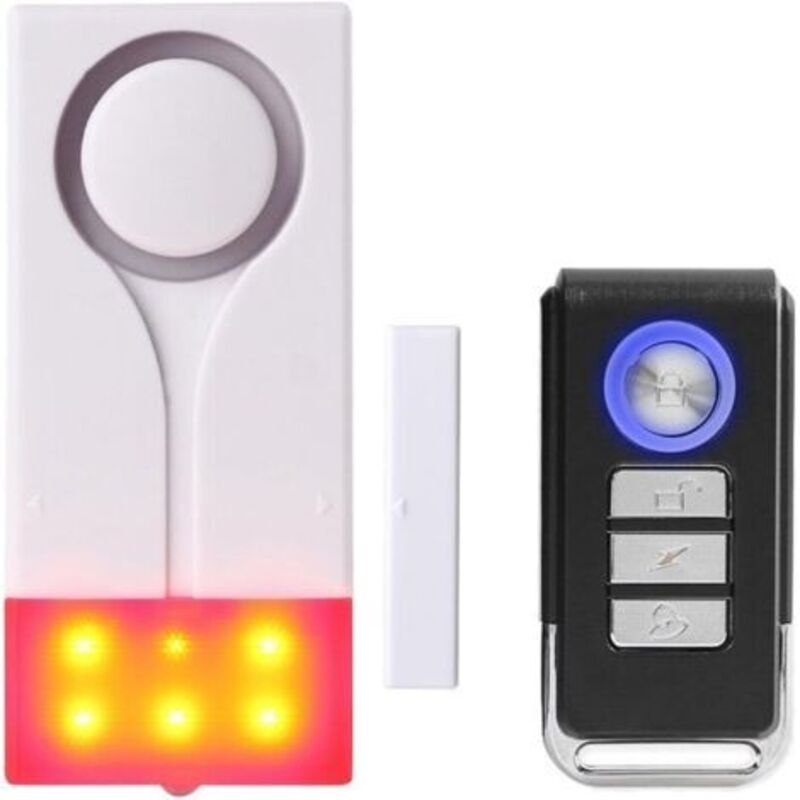 Pr Alarme Pour Porte Et Fenêtre - Antivol Sans Fil Avec Son Puissant De 105 Db Et Lumière Vive (1 Alarme Et 1 Télécommande)