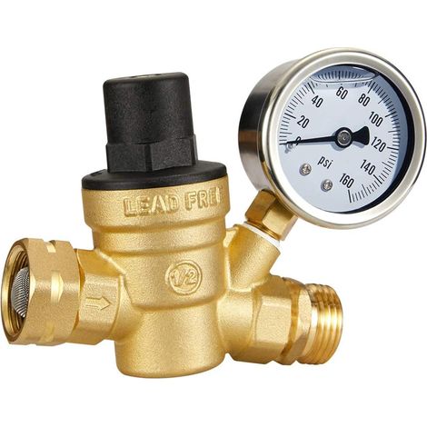 Einstellbarer Wasserdruckregler Mit Manometer Und Filter, Aus Bleifreiem Messing, Nh 3/4"-gewinde, Für Wohnmobile Und Freizeitfahrzeuge.