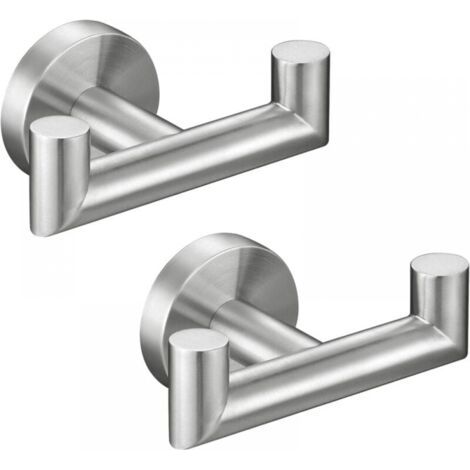 2er-pack Doppelte Badezimmer-wandhaken, Edelstahl Sus 304, Für Bademantel, Handtuchstange, Handtuchstange Und Kleiderhaken, Silber