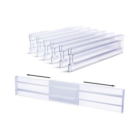 Set Mit 6 Verstellbaren Schubladenteilern, 8,1 Cm Hoch, Erweiterbar Von 27,9 Cm Auf 52,3 Cm, Für Kommoden, Küchenutensilien Und Büroaufbewahrung