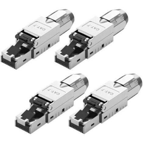 4er-pack Rj45-cat7-lsa-netzwerkstecker, Abgeschirmtes 10-gbit/s-rj45-kabel Mit Werkzeuglosem Layout, 600 Mhz, Für Cat7-cat6a-patchkabel