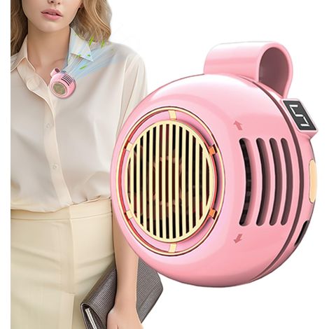Mini-ventilator Ohne Lüfter, Tragbar, Leise Und Mit Clip – 5 Einstellbare Lüfter, Led-zahlenanzeige, 360°-drehung, Wiederaufladbar Über Usb (rose)