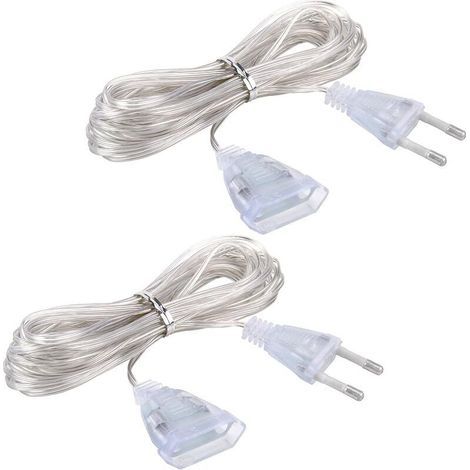 2 Sätze Mit 5 Metern Transparentem Verlängerungskabel, Dünnes Und Flexibles 2-adriges Kabel, Ideal Für Geräte Mit Geringem Stromverbrauch Mit Stecker, Pvc-material Und Reinem Kupfer