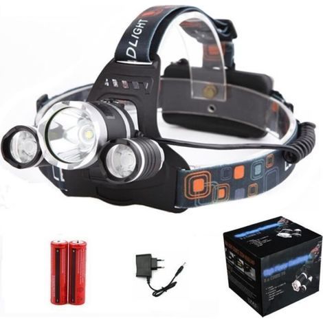 Stirnlampe - Cree - 3x Xm-l T6 - 6000lm - Wiederaufladbar - Étanche