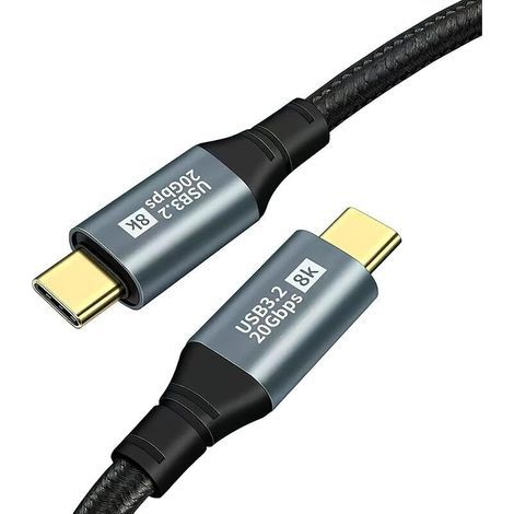 Usb-c-auf-usb-c-kabel 0,5 M, Usb 3.2 Gen 2x2, 20 Gbit/s Ultraschnelle Datenübertragung, 100 W 20 V/5 A Schnellladung, 4k@60 Hz-videoübertragung, Kompatibel Mit Laptops Und Usb-c