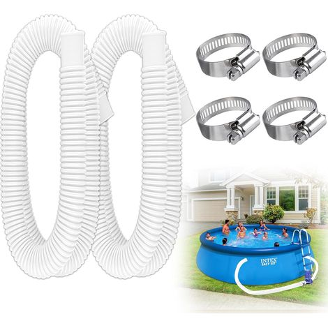 2-teiliger Schwimmbadschlauch, Ersatzschlauch Für Oberirdische Pools Mit 4 Metallschlauchklemmen, Länge 150 Cm, Durchmesser 32 Mm, Filterschlauch Für Oberirdische Pools (weiß)