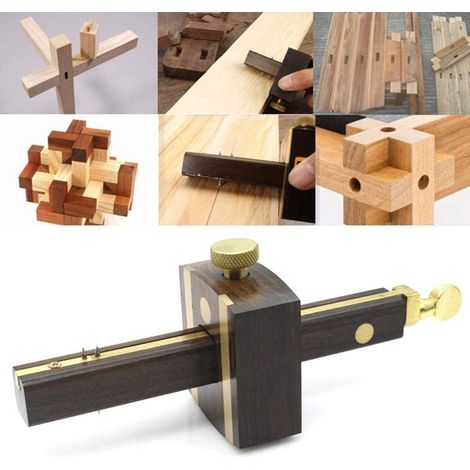 Einsteck-anreißlehre – Multifunktionales Holzbearbeitungswerkzeug, Metrisches Anreißen, Einschraubbarer Ebenholzmarker