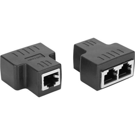 2pcs Ethernet-kabeladapter Lan-anschluss Verlängerungssplitter Rj45-buchse Schnittstelle Für Internetkabel (schwarz)-duo