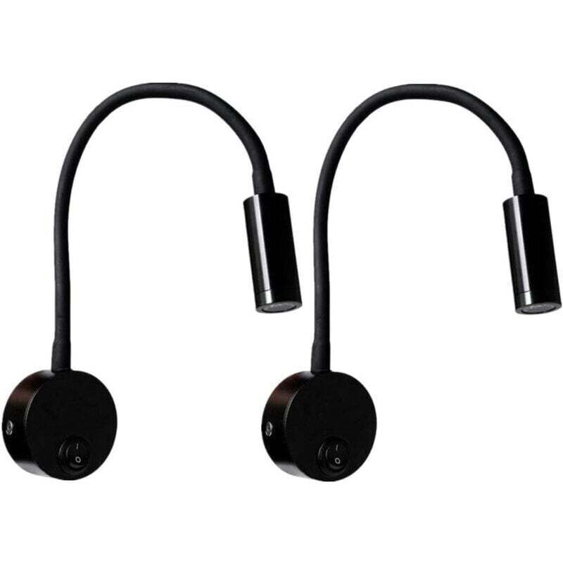 2er-pack Schwarze 3-w-wand-leselampen, Verstellbare Schreibtischlampe Mit Flexiblem Hals, Nachttischlampe Mit Schalter-led Für Die Augenpflege (warmweiß)