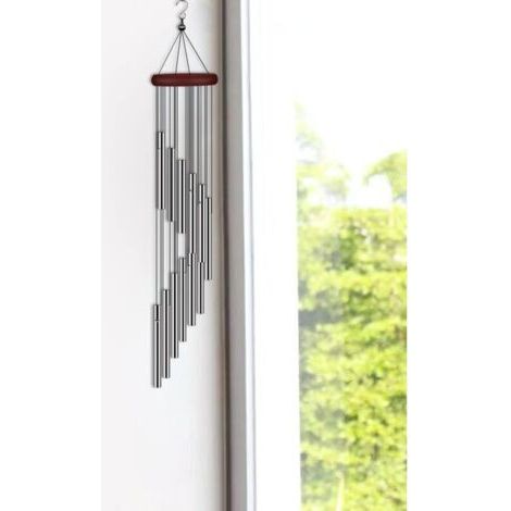 Silbernes Windspiel Für Den Außenbereich, 12 Aluminiumrohre Und Haken, Dekoration Für Haus, Terrasse, Garten