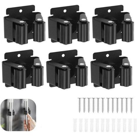 Wandbesenhalter, Wandbesenhalter, Mopphalter Für Badezimmer, Küche, Büro, Garten, Garage, 6 Stück, Schwarz