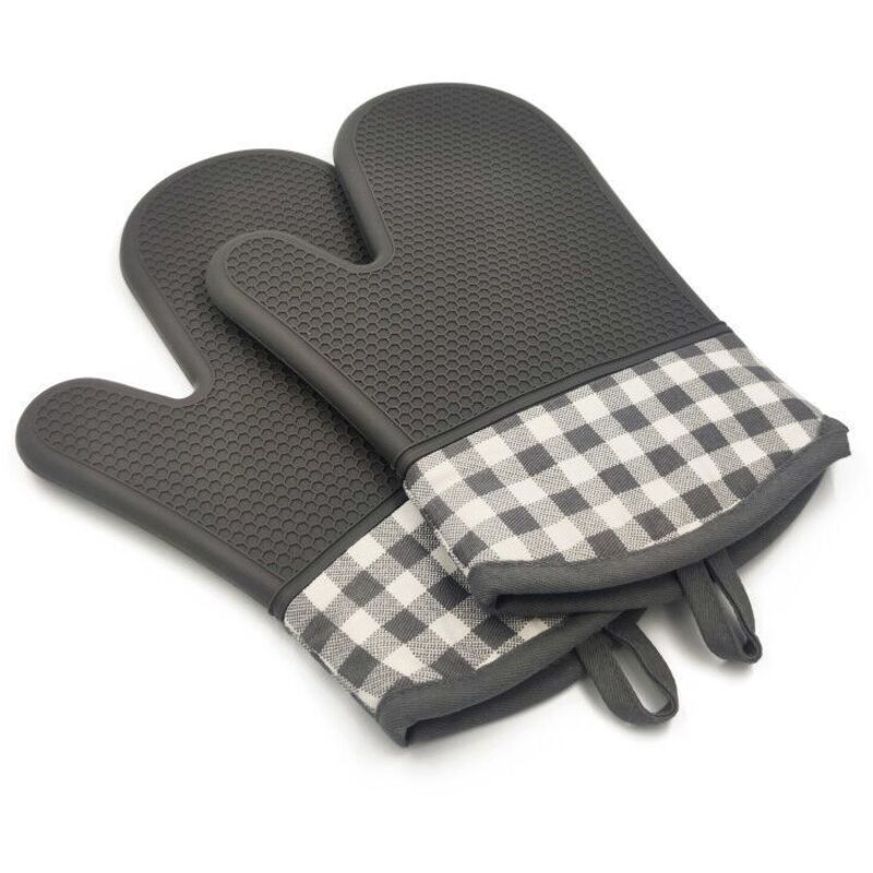 Graue Silikon-ofenhandschuhe, Hitzebeständig Und Rutschfest