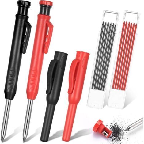 2 Stück Professioneller Baubleistift, Zimmermanns-anreißbleistift Mit 12 Minen, 2,8 Mm Zimmermannsbleistift-nachfüllungen, Tieflochmarkierungs-zimmermannsbleistifte Für Den Tischlerbau