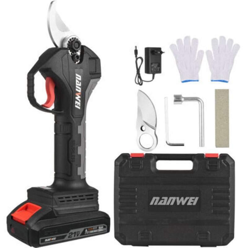 Elektrische Gartenschere Ohne Filter, 21 V, Wiederaufladbarer Lithium-akku Mit 10 Ah, Große Baumzweige, Gartenteich, 30 Mm Durchmesser Mit Wechselstrom, 2000 Mah