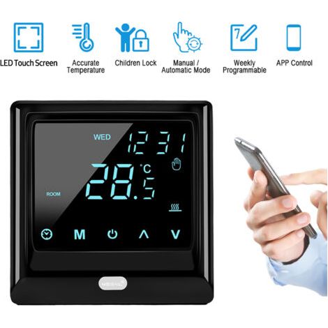 16a Wlan-smart-thermostat, Digitaler Temperaturregler, App-fernbedienung, Wöchentliche Zirkulation, Programmierbare Elektrische Fußbodenheizung Mit Großem Led-touchscreen Für Zuhause,