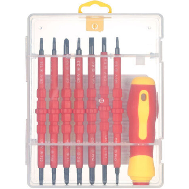 Elektriker-schraubendreher, 7-in-1 Austauschbarer Isolierter Schraubendrehersatz, 500 V, Mit Magnetischen Kreuzschlitz- Und Schlitz-bits, Elektriker-reparatur-werkzeugset