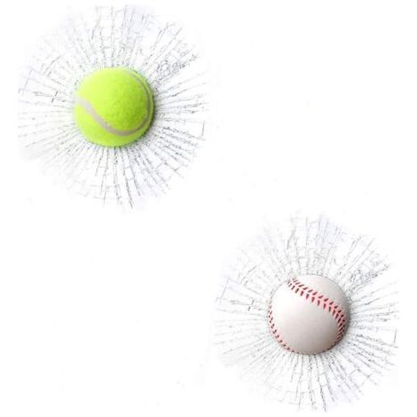 2 Stück 3d-aufkleber Aus Zerbrochenem Glas, Baseball-kaputte Aufkleber, Lustige Auto-tennisball-streich-aufkleber