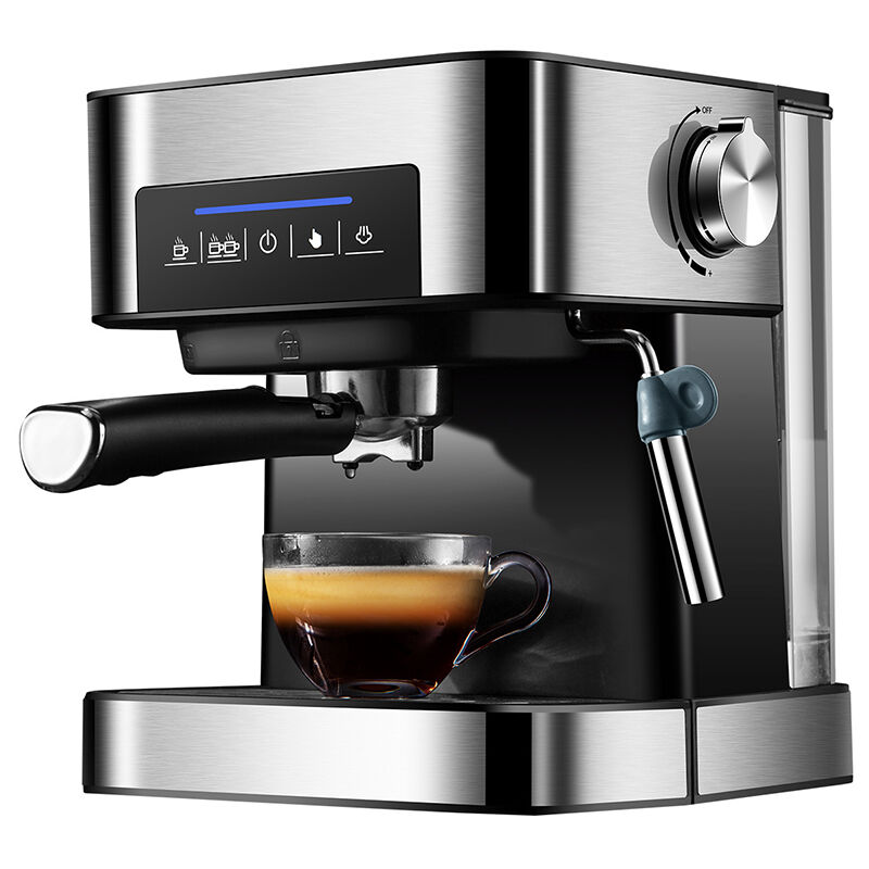 Italienische Kaffeemaschine, Edelstahlgehäuse, 850 W, 1,6 L Wassertank, 20-bar-lcd-display, Kleine Halbautomatische Hochdruck-latte-art-kaffeemaschine Mit Heißtassenfunktion, 220 V