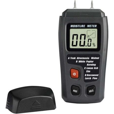 Holzfeuchtigkeitstester (ohne 9-v-batterie), Digital, 2-polig, Lcd-bildschirm, 4 Modi, Genauigkeit: ± 0,5 %, Holzfeuchtigkeitsdetektor Für Brennholz, Papier, Karton, 099,9 % Holz, 56 Vin