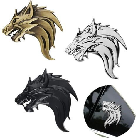3 Stück 3d-metall-wolfskopf-autoaufkleber, 3d-metallaufkleber, Wolfskopf-aufkleber, Stilvoll Und Cool, Für Autodekoration Und Abdeckungskratzer