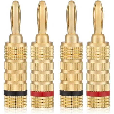 Vergoldete Bananen-lautsprecheranschlüsse (4er-pack), Zum Einschrauben, Im Lieferumfang Enthalten (rot Und Schwarz)