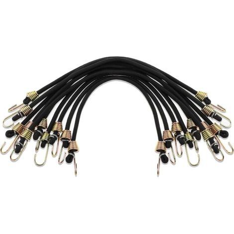 10er-pack Kleine Bungee-bungee-bungee-seile Mit Haken, 25 Cm Mini-schwarze Gummi-bungee-bungee-bungee-bungee-seile, Für Outdoor-camping, Bungee-bänder