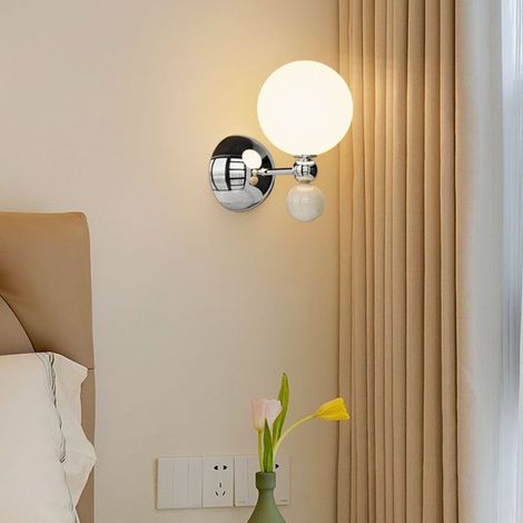 Moderne Wandleuchte Mit Kugelförmigem Glasschirm, Dekorative Kugelförmige Wandleuchte, Nachttisch-wandleuchte, E27-leuchte Für Wohnzimmer, Hintergrundwand Und Büroambiente (kaffeefarbe).