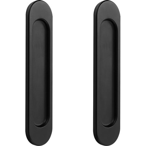 Zwei Selbstklebende Porte-coulissante-haken, In Verbindung Mit Schwarzem, Mattem Aluminium, Ohne Erforderliches Zubehör, 148 Mm.