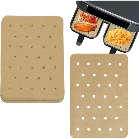 Backpapier Für Heißluftfritteuse – Packung Mit 125 Blatt Antihaftbeschichtetem, Perforiertem Pergamentpapier Für Heißluftfritteuse, Kompatibel Mit Ninja Foodi Double Air Fryer