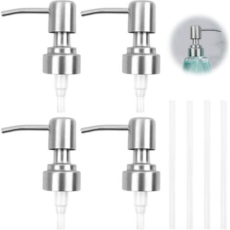 Set Mit 4 Seifenspendern Aus Edelstahl, Pumpenkopf, Integriert, Ideal Für Küche, Badezimmer, Ersatzpumpe