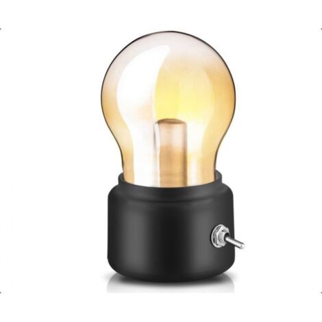 Retro-led-nachttischlampe, Wiederaufladbare Mini-usb-lampe, Weiches Licht Für Büro Oder Schlafzimmer, Schwarzes, Stilvolles Design