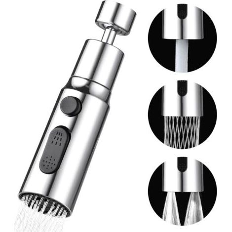 3-modus-küchenhandbrause, 360° Drehbare Düse Mit Luftsprudler, Ideal Für Küche Und Bad, Wasserregulierung